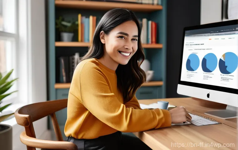 하이퍼 퍼스널라이제이션을 위한 분석 플랫폼 - **Prompt:** "A young adult female blogger, in her mid-20s, with a warm smile, sits comfortably at a ...