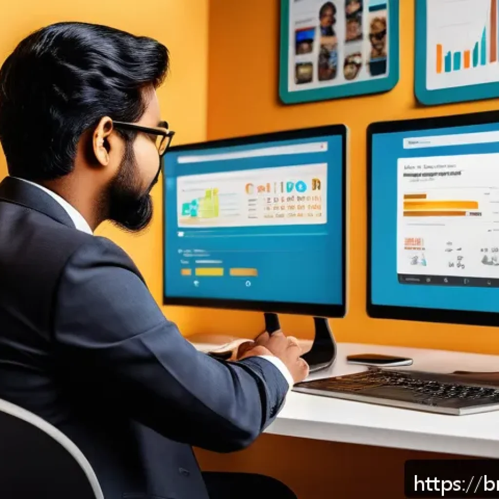 하이퍼 퍼스널라이제이션을 위한 온라인 커뮤니티 활용 - A detailed digital illustration of an online community manager analyzing user behavior data on multi...