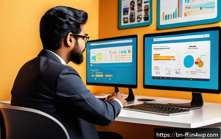 하이퍼 퍼스널라이제이션을 위한 온라인 커뮤니티 활용 - A detailed digital illustration of an online community manager analyzing user behavior data on multi...